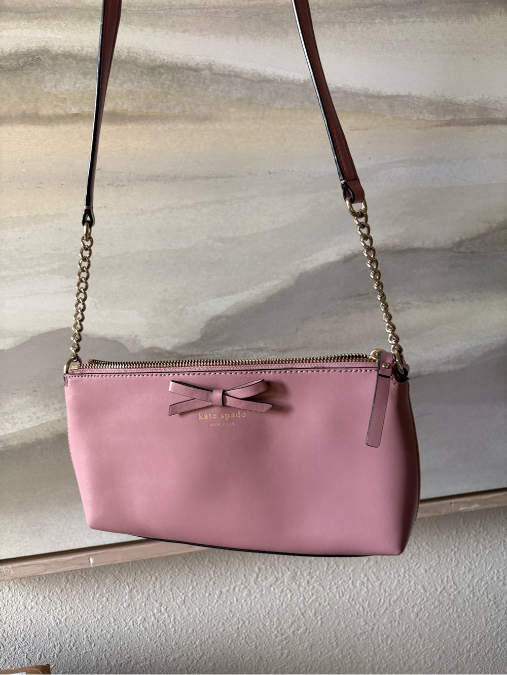 kate spade Dusty Pink Leather Crossbody with Bow Accent